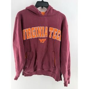 Virginia Tech Hoodie Mens Med Maroon Orange College VT Logo Foot Locker Vtg
